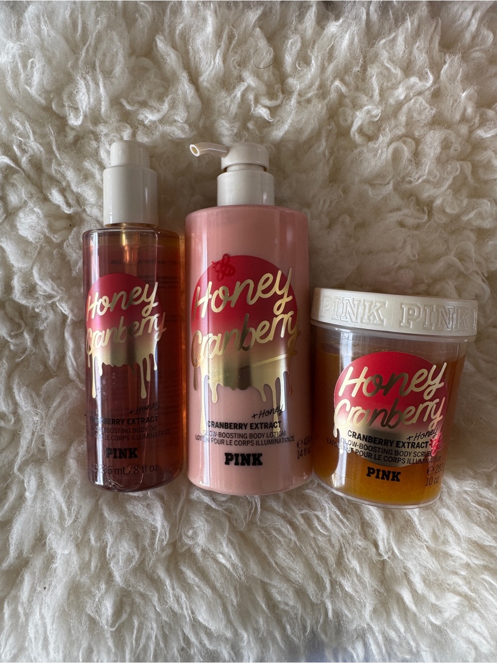 New Victoria’s Secret PINK Honey Cranberry Body Care Set